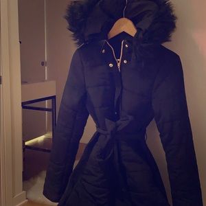 Express zip up / gold buttoned hooded jacket